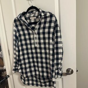 Black and white flannel blouse